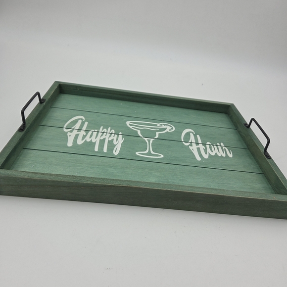 Green Wooden Happy Hour Serving Tray - Picture 8 of 11